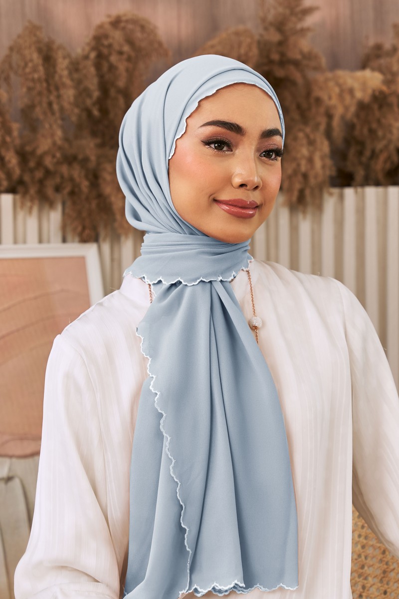 REKHA Sulam Shawl in Sky Blue